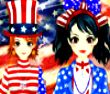 美国独立日旗装少女