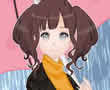 动漫雨中女孩