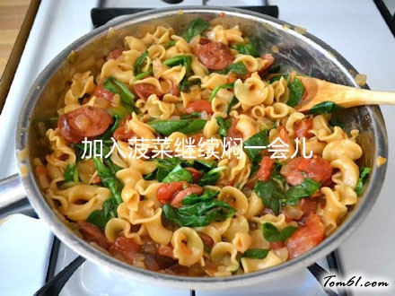 芝士菠菜香肠意大利面图片4