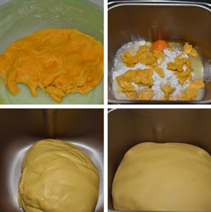 图解南瓜面包的详细制作过程，用面包机的南瓜面包图片2