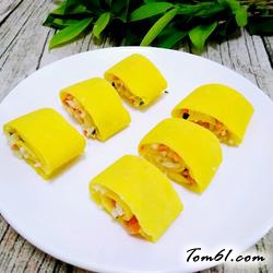 牛奶鸡蛋玉米面饼卷炒饭的做法