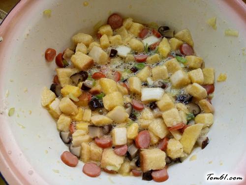 【馒头丁鸡蛋饼】