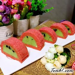 蜜豆抹茶红丝绒蛋糕卷的做法