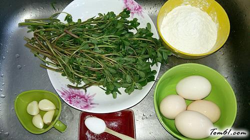 【马齿苋蒜香鸡蛋饼】
