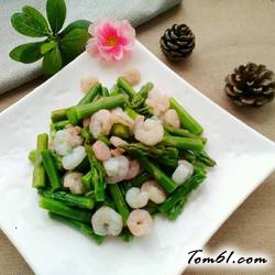 芦笋拌虾仁的做法