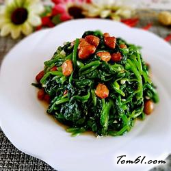 凉拌菠菜花生米的做法