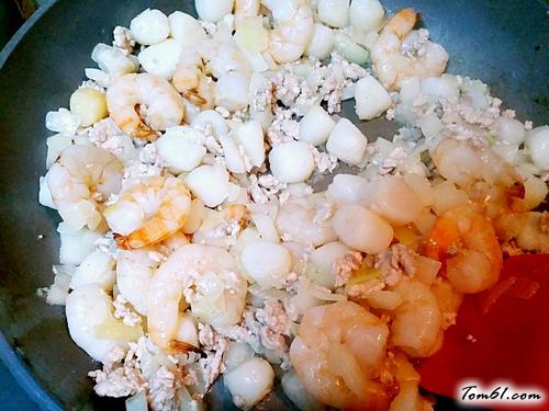 【元貝蝦仁芝士焗意粉】