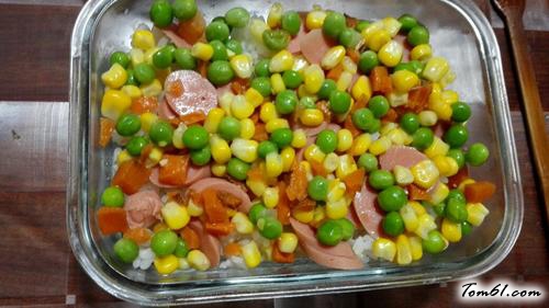 【火腿杂蔬焗饭（微波炉版）】