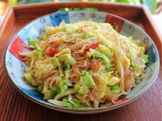 圆白菜炒粉丝的做法
