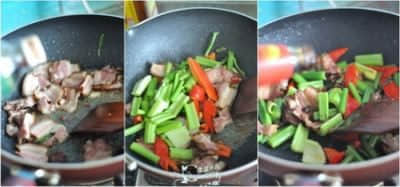 西芹炒腊肉的做法步骤4-6