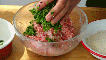 【香椿爆浆芝士炸肉丸】放香椿碎