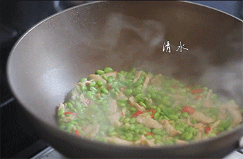 【毛豆炒肉丝】加清水
