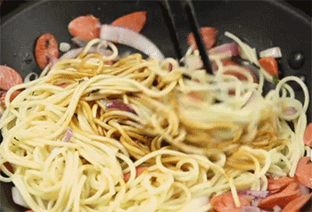 【火腿炒面】拌匀