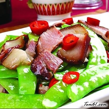 荷兰豆炒腊肉的做法