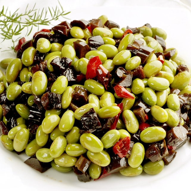 【酱瓜肉丁炒毛豆】成品图