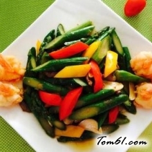 虾仁青椒炒芦笋的做法