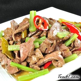 芹菜蒜苗炒猪肝的做法