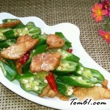 秋葵炒肉片的做法
