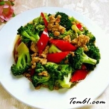 彩椒肉沫炒西兰花的做法