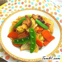 培根炒四色时蔬的做法