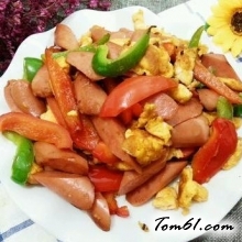 彩椒炒火腿鸭蛋的做法
