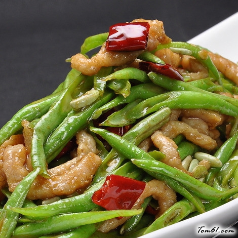 猪耳朵豆角炒肉丝的做法