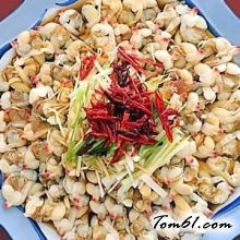 葱油拌蚬子肉的做法