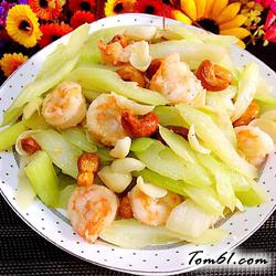 西芹炒百合腰果虾仁的做法