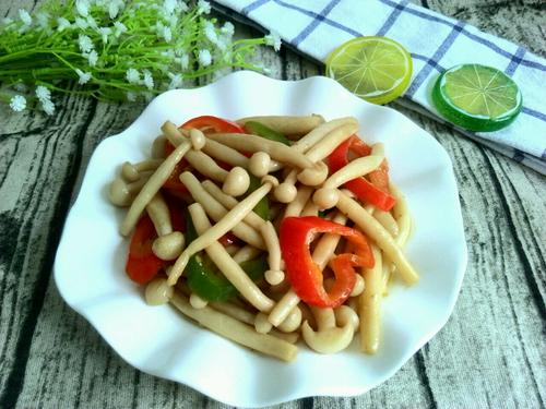 【彩椒耗油海鲜菇】