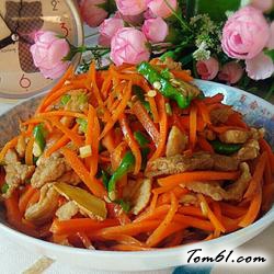 胡萝卜炒肉丝的做法