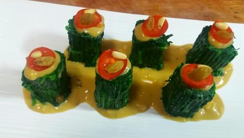 【鸿运当头大波来（法式酱汁菠菜桩）】