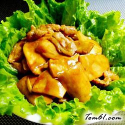 肉片炒鸡腿菇的做法