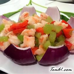 红椒青笋炒虾仁的做法