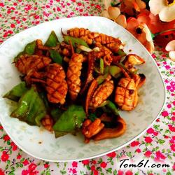 青椒鱿鱼花的做法