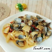 酸笋炒花蛤的做法