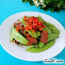 荷兰豆炒腊肉的做法4