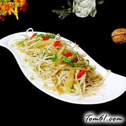 绿豆芽炒茄条的做法