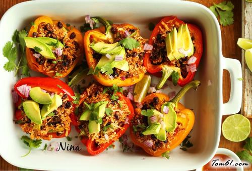 【花菜赤豆烤彩椒】