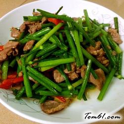 韭菜花小炒肉的做法