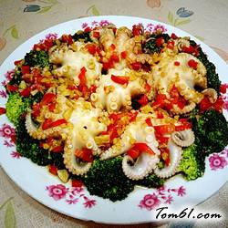 耗油八带鱼扣西兰花的做法