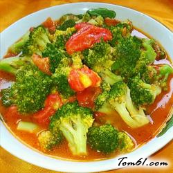 番茄炒西兰花的做法