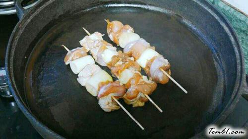 【大葱煎鸡肉串】