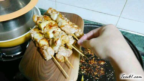 【大葱煎鸡肉串】