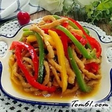 彩椒炒肉丝的做法