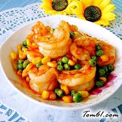 杂蔬番茄炒虾仁的做法