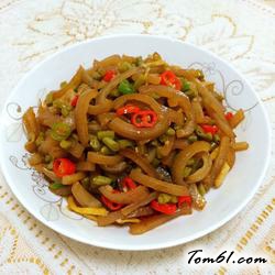 猪皮炒酸豆角的做法