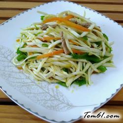 青椒茭白炒肉丝的做法