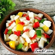 彩椒炒藕丁的做法