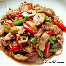 肉片双椒烧口蘑的做法