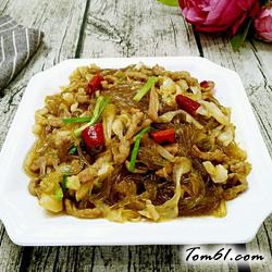 泡菜苕粉炒肉丝的做法